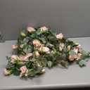 TELDRASSIL 4Pcs(26 FT) Artificial Rose Vine Fake Flower Garland Fake Silk Rose Hanging Vine for Wedding Party Background Arch Garden Background Decoration (Pink)