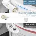 BIGCOW Ultra-Slim Bidet Attachment for Toilet - Dual Nozzle (Frontal & Rear Wash) with Adjustable Cold Water Pressure and Stainless Steel Inlet - Hygienic Solution for Fresh Cleanliness, Gold 1 Pcs
