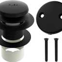 Black Tip-Toe Tub Drain with 2-Hole Overflow Cover, Toe Touch Bathtub Drains Stopper Replacement, Tub Drain and Overflow Kit Matte Black