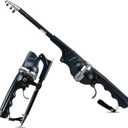 Telescopic Fishing Rod & Reel Combo Ultra-Portable-Foldable Travel Fishing Pole Kit, Sturdy Fiberglass Build for Hiking, Backpacking, and Outdoor Adventures