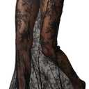 OYOANGLE Women's Floral Lace Sheer Maxi Skirt High Waisted See Through Fishtail Skirts (Black, M)