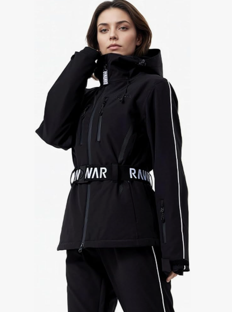 HOTIAN Women's Waterproof Ski Jackets Outdoor Warm Windproof Snow Jacket Mountain Snowboard Hooded Raincoat with Belts Medium