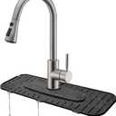 Kingmall Silicone Faucet Mat, Kitchen Faucet Mat for Drip Catcher, 100% Food Grade Silicone, Black, Deck Mount, Single Hole, Reusable, for Faucets with 1cm(0.4 Inch) Deck Plate