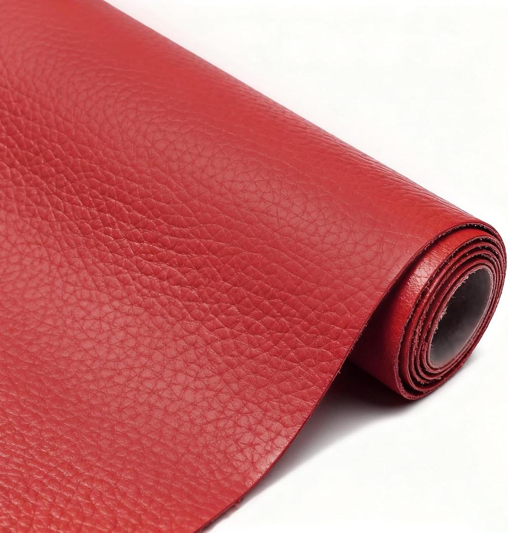 Marine Vinyl Fabric, 0.9MM Thick Soft Smooth Waterproof Synthetic Fabric Material, Outdoor Boat Automotive, DIY and Crafting Pleather (Red, 5Yd Roll (54'' X 180'' inch))