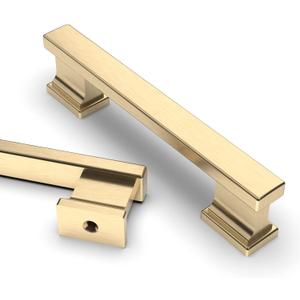 Asidrama 6 Pack 3.75 Inch(96mm) Brushed Brass Kitchen Cabinet Handles, Cabinet Pulls Kitchen Cabinet Hardware for Cupboard Drawer Pulls