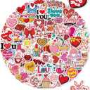 kecristv 300 Pcs Valentines Stickers for Kids, Valentines Party Favors, Bulk Crafts Prizes & Goodie Bags Stuffers, Waterproof Vinyl Water Bottle Stikers Pack