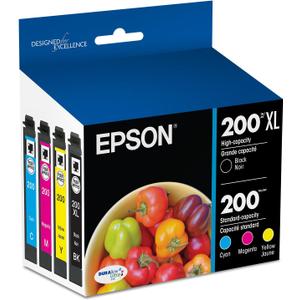EPSON 200 DURABrite Ultra Ink High Capacity Black & Standard Color Cartridge Combo Pack (T200XL-BCS) Works with WorkForce WF-2520, WF-2530, WF-2540, Expression XP-200, XP-300, XP-310, XP-400, XP-410, Black and color combo pack