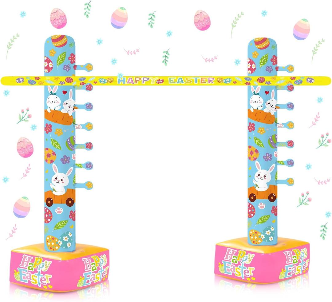 Gejoy 1 Pc Easter Inflatable Limbo Game for Adults 59 Inch Happy Easter Limbo Party Outdoor Game Set Inflatable Decoration for Party Yard Indoor Outdoor Games Picnic Decor