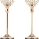 Gold Crystal Candle Holders Set of 2 for Fireplace Coffee Table Mantle Decor, Wedding Home Halloween Decoration Centerpieces (2 pcs 13" Tall)