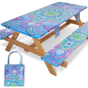 Picnic Table Cover with Bench Covers Fitted Waterproof Camping Tablecloth with Elastic for 6 Foot Rectangle Tables Outdoor Travel Rv Essentials Summer Vacation Accessories Gifts for Men Women, Size: 72*30Inch
