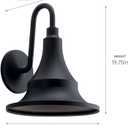 KICHLER Hampshire 19.75 inch 1 Light Large Outdoor Wall Light in Textured Black, Medium