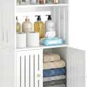HAYOFAMY 3-Tier Bathroom Storage Cabinet 8.7" D x 14.2" W x 24.8" H
White Floor Cabinet, Freestanding Organizer with Door, for Living Room Kitchen Small Space, PVC Material