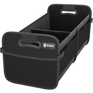 Sposuit Trunk Organizer for Car - 70L Collapsible Car Storage with 11 Pockets & Reinforced Handles, SUV Trunk Organizers for Grocery Cargo, Black 