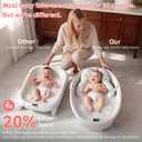 Collapsible Baby Bathtub - Large Baby Bath Tub with Thermometer | Bath Essential Baera para Bebe Easy Fold Baby Tub | Travel Infant Newborn Toddler Bathtub for Baby Girl Boy 0 to 36 Months (Grey)