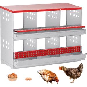 Chicken Nesting Boxes, 6 Hole Nesting Box for Chickens with Easy Egg Collection Roll Away Heavy Duty Chicken Coop Laying Box for Hens