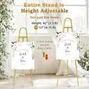 57"- 42" Height Adjustable Gold Easel Stand for Signs, Lockable at Any Height 4 Hooks, 3 Display Modes, Easel with Design Templates Ideal for Wedding Welcome Sign, Parties, Art & Retail Display