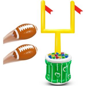 Pack of 3 Inflatable Football Drink Cooler Bins Set Goal Post Football Toss Game Decorations with Football Set Inflatable Goal Post Cooler and 2 Inflatable Footballs for Sports Theme Football Party