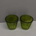 Small Glass Green Stripe Lamp Shades Set of 2 Art Blown Mini Lampshades,1.3lb,3.35" Top x 4.92" Diameter x 4.72" Height,Replacement Lamp Shade for Floor Lamp Table Wall Lamp Chandelier Island Decor