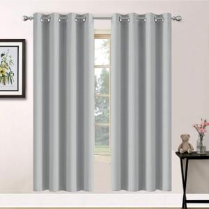 Yakamok Soft Room Darkening Light Gray Blackout Curtains Thermal Insulated Grommet Curtain Panels for Bedroom, 52W x 63L,Light Grey, 2 Panels