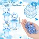 Thyle 51 Pcs Blue Bear Pacifier Hunt Baby Shower Games Include Neutral Bear Themed Hunt Sign and 50 Acrylic Pacifiers for Blue and Brown Baby Shower Game Decoration Gift Sets Gender Reveal Party Decor