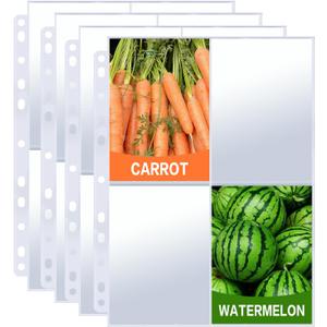 50 Pack 3.5x5 Seed Storage Sleeves, 400 Pockets Garden Seeds Storage Organizer Pages Seed Keeper, Top Loading Clear Seed Organizer Sheet Photo Sleeves for Binder