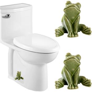Ceramic Frog Toilet Bolt Covers Decorative, Set of 2 Tall Toilet Bolt Caps,Cute Frog Toilet Screw Cover Caps, Toilet Caps for Bottom of Toilet for Bathroom Decor, Easy to Install (B - Green)