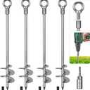 Insaga 24'' Fully Welded Ground Anchors Screw in, 3'' Wider Spiral Earth Anchor for Swing Set, 4pcs Mobile Home Anchors, Wind Resistant Trampoline Wind Anchors, Ground Anchors for Sheds