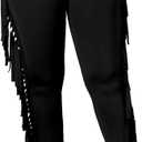 Rimhold Women's Fringe High Waist Solid Bodycon Side Tassel Pants Yoga Sweatpants Bandage Pants (Large, Black)