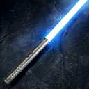 Dueling Light Sabers,RGB 16 Colors and 16 Mode Movie Sound Flash Smooth Swing Force Fx Darth Maul Lightsabers,Metal Handle,Gift & Cosplay Toys for Kids Adults Star Fans /32 Inch, Silver