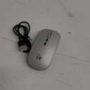 HOTLIFE LED Wireless Mouse, Slim Rechargeable Silent Bluetooth Mouse, Portable USB Optical 2.4G Wireless Bluetooth Two Mode Computer Mice with USB Receiver and Type C Adapter(Silver)