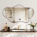 Irregular Wall Mirror, 22"x32" Cloud Wavy Decorative Wall Mirror, Wood entryway Mirrors for wallArtistic Mirrors Decorative for Living Room Bedroom Bathroom Hallway Entryway