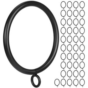 Curtain Ring Metal 2.0 inch Inner Diameter with Eyelets fit up 1.5 inch Rod (Black-42PCS)