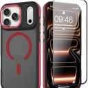 AIGOMARA Magnetic for iPhone 17 Pro Max Case, [Compatible with Magsafe] [Military-Grade Protection] Slim Shockproof Translucent Matte Protective Case for iPhone 17 Pro Max 6.9 Inch, Red
