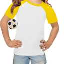 Topstype Girls' Soft Raglan Short Sleeve Summer T Shirts Crew Neck 5-14 Years (White and Yellow), XL