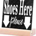 Shoe Here Please Ceramic Desk Sign - Entryway Decor for Mudroom, Front Door & Shoe Rack Organization - Whimsical Housewarming Gift for New Homeowners, Couples, Organizers 4x4inch