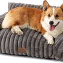 Cute Cat Couch, Fluffy Sofa Bed for Cats and Small Dogs, Premium Faux Rabbit Fur Cats beds for Indoor Cat, Ultra-Soft Supportive Pet Couch Furniture (Grey, M: 31.5''x23.5'')