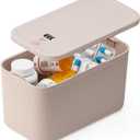 Lockable Storage Box,Medicine Lock Box Travel Case,Refrigerator Bin Container for Food,Medicines,Snacks,Locking Mobile Cell Phone Device Jail,Lockbox for Office,Home,School,Father Gift (Cream Plus)