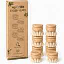 eplanita Replacement Brush Heads (Pack of 8) for Bamboo Dish Brush, Sisal Bristle Refills, Agave Cactus Fibres, Kitchen Eco Scrubber, Plastic Free Washing Up, Zero Waste Cleaning