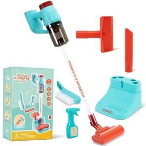 CAPAKIDS Kids Vacuum Cleaning Toy Set, Kids Vacuum That Really Works with Real Suction Light & Sounds Effects, Durable Toy Vacuum Toddler Cleaning Set as Gifts for Children Age 3+