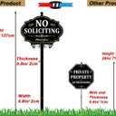 No Soliciting Sign for House - 14x9 Inch Aluminum No Solicitors Sign with 50" Stake - Weatherproof Yard Sign for Home, Front Door, Lawn, Business Black