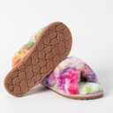 Enteer Girls Fluffy Slippers Memory Foam Soft Plush Cross Band House Shoes Indoor Outdoor Slip On (10-11 Little Kid)