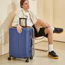 Premium Aluminum Carry On Luggage 20”, Metal Shell Zipperless Suitcase with Spinner & Removable Wheels, Airline-Approved Size 22"x14"x8.3", 9 lbs, Includes 2 Spare Wheels & TSA Lock (Blue)
