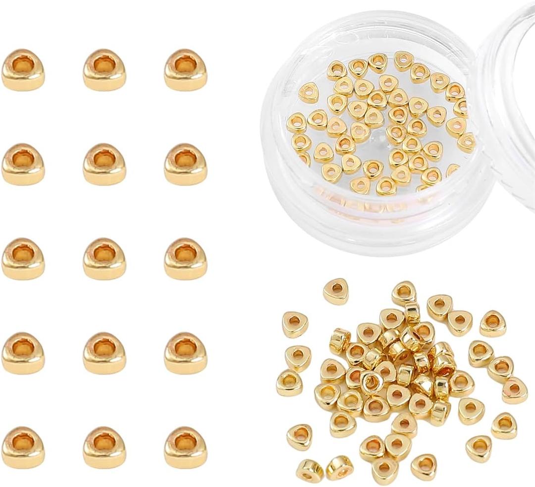 14K Gold Plated Triangle Spacer Beads 2.5x1.5mm 50pcs for Jewelry Making Findings Non Tarnish