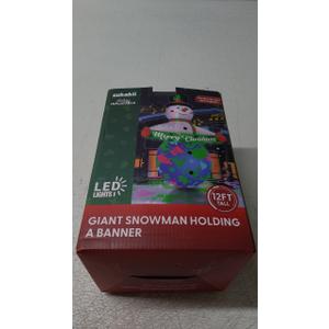 12FT Giant Christmas Inflatables Snowman Decorations Built-in Music & 360 Rotation 3-Color Projector LED Light Huge Christmas Blow Up Yard Decorations Outdoor Xmas Garden New Year