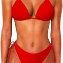 OZICERD 2 Piece Bikini Sets for Women Halter Triangle Bikini Tops Brazilian String Swimsuit Full Coverage Bottom Bathing Suit, Size: Medium