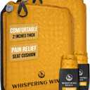 Whispering Winds Inflatable Seat Cushion - Comfortable Blow-up Foam Pad for Airplane, Travel, Stadium, Outdoors, Camping, Car & More (Large, Dark Gold - 2pack)