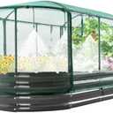 Quictent Galvanized Raised Garden Bed Kit with Self Watering System and Mesh Cover, Large Oval Metal Outdoor Planter Garden Boxes for Vegetables Herbs Flowers, 6x3x1Ft