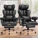 COMHOMA Big and Tall Office Chair Heavy Duty Gaming Chair with Deluxe Embossing Leather High Back Wider Ergonomic Computer Chair with Foot Rest 145°Reclining Pocket Spring Lumbar Support