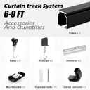 Room divider Ceiling Track set for Curtains with hooks, Corner Connectors(Set of 2) and top brackets Curtain Rail System (6-9 ft Track Set)