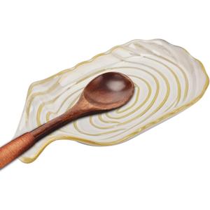 Ceramic Spoon Rest for Stove Top,Large Shape Spoon Holder for Kitchen Countertop,Cooking Kitchen Spoon Rest Utensil Rest Spatula,White
